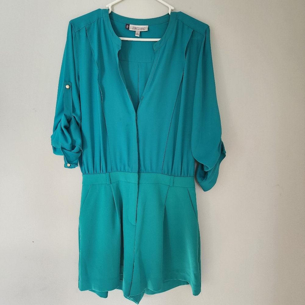 Jennifer Lopez Teal Green Shorts Romper- Sz6
